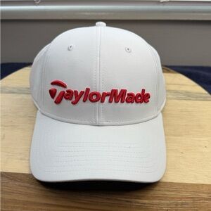 New TaylorMade White Hats with Red Embroidered Logo